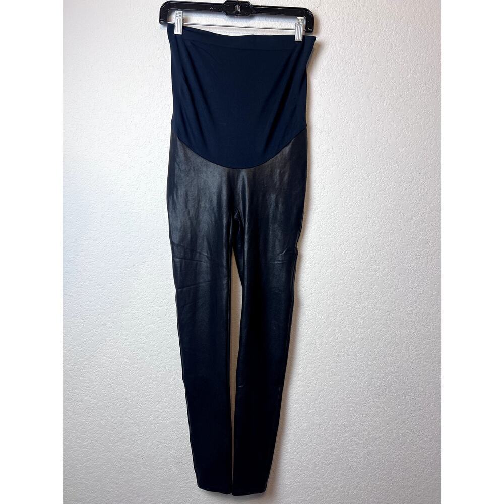 SPANX Women's Mama Faux Leather Maternity Leggings - Black, Size Large